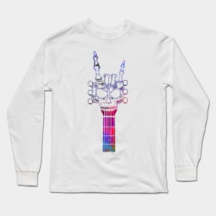 Rock 'n Roll Skeleton Hand Guitar design Long Sleeve T-Shirt